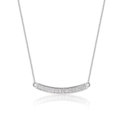 18KWG CURVED DIAMOND BAR NECKLACE 0.20ct