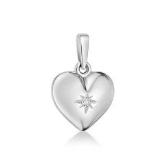 9KWG, 13mm PUFFY HEART, 7mm BAIL, 0.02ct